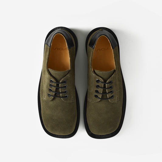 Derby Wide Toe Olive Black
